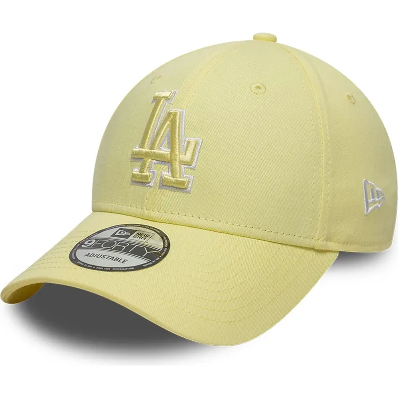 casquette-courbee-jaune-ajustable-avec-logo-jaune-9forty-team-outline-los-angeles-dodgers-mlb-new-era