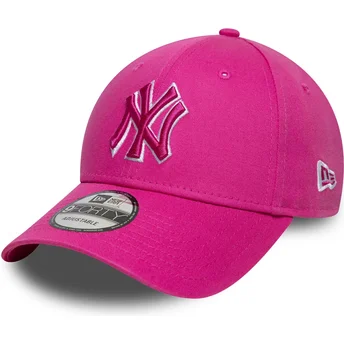 Casquette courbée rose ajustable avec logo rose 9FORTY Team Outline New York Yankees MLB New Era