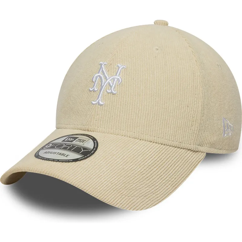 new-era-izvita-kozirka-9forty-soft-cord-new-york-mets-mlb-bezhova-reguliruema-shapka