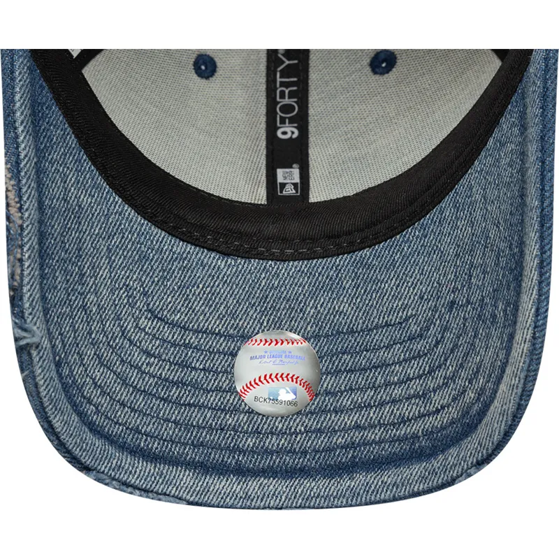 casquette-courbee-bleue-ajustable-9forty-acid-wash-denim-los-angeles-dodgers-mlb-new-era