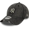 schwarze-gebogene-verstellbare-kappe-9forty-acid-wash-denim-der-new-york-yankees-mlb-von-new-era