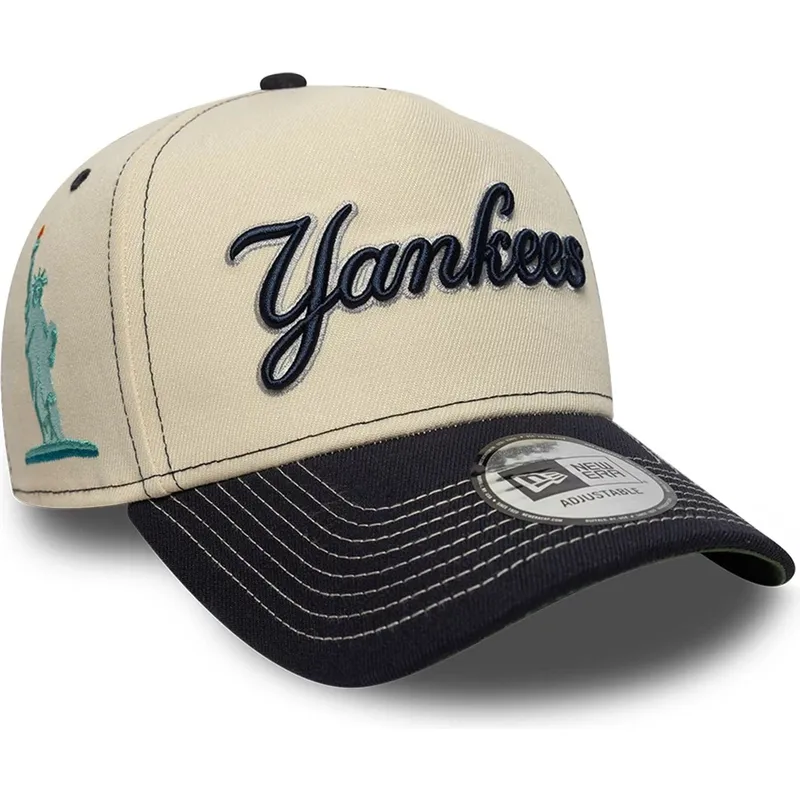 shapka-izvita-bezhov-snapbek-e-frame-city-icon-na-new-york-yankees-mlb-ot-new-era