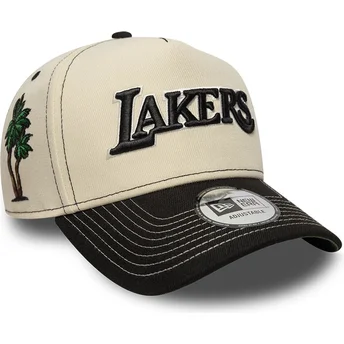 Beige und schwarze gebogene Snapback-Kappe E Frame City Icon der Los Angeles Lakers NBA von New Era