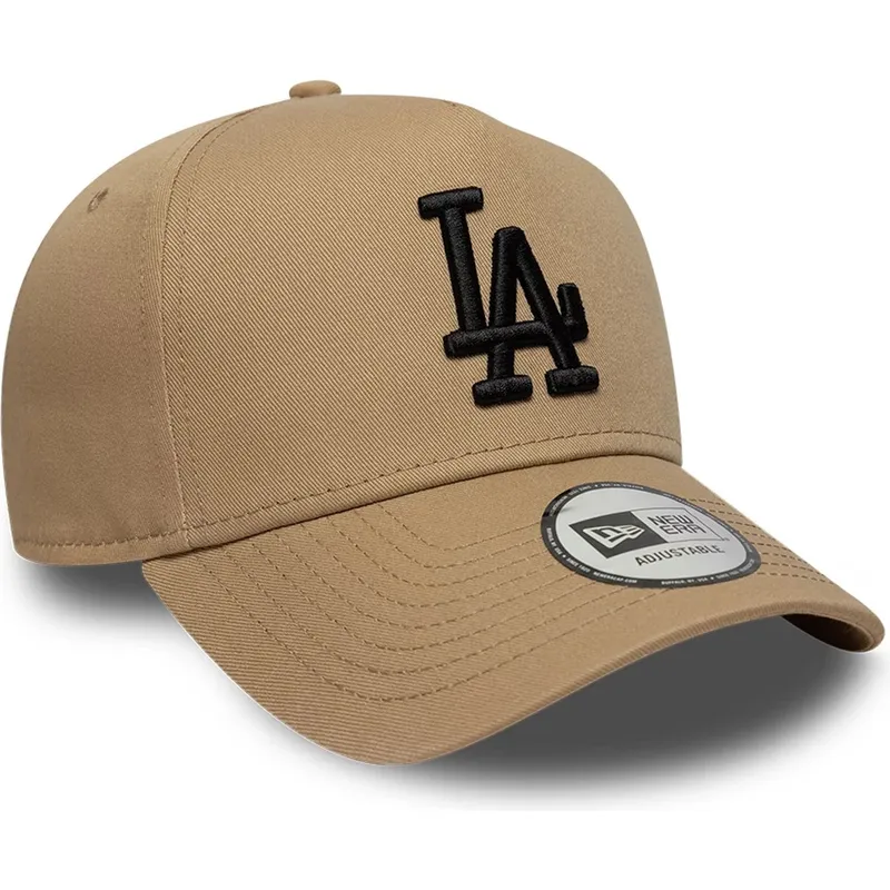 gorra-curva-marron-snapback-con-logo-negro-e-frame-league-essential-de-los-angeles-dodgers-mlb-de-new-era