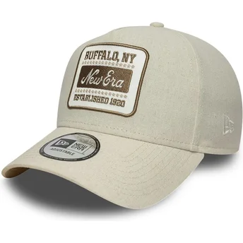 Шапка извита бежов снапбек E Frame Patch Linen от New Era