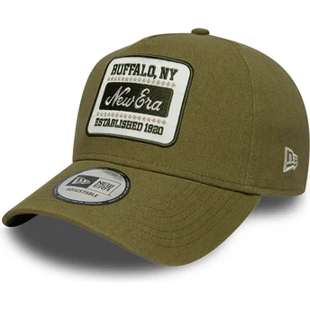 New Era Извита Козирка E Frame Patch Ленено Зелена Шапка с Тик-так Закопчаване