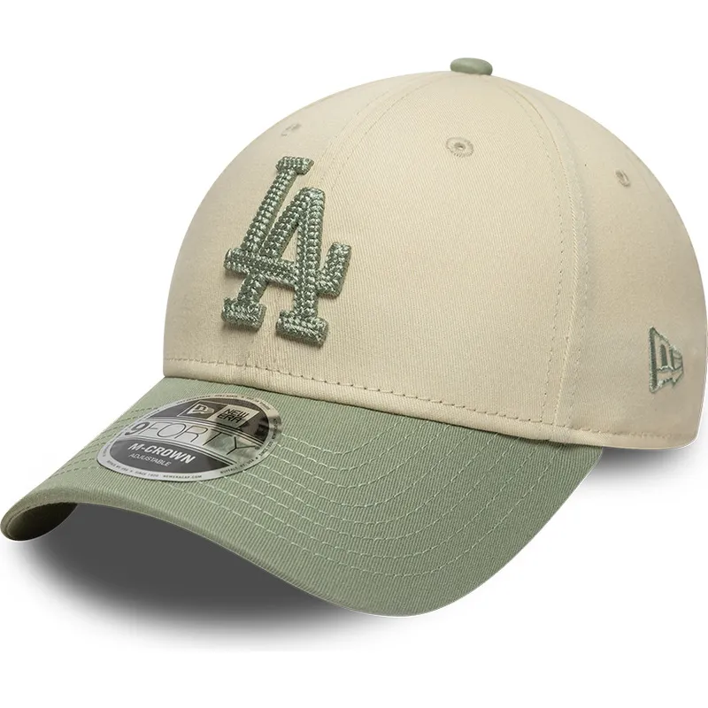 shapka-izvita-bezhov-snapbek-9forty-m-crown-side-script-na-los-angeles-dodgers-mlb-ot-new-era