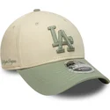 shapka-izvita-bezhov-snapbek-9forty-m-crown-side-script-na-los-angeles-dodgers-mlb-ot-new-era