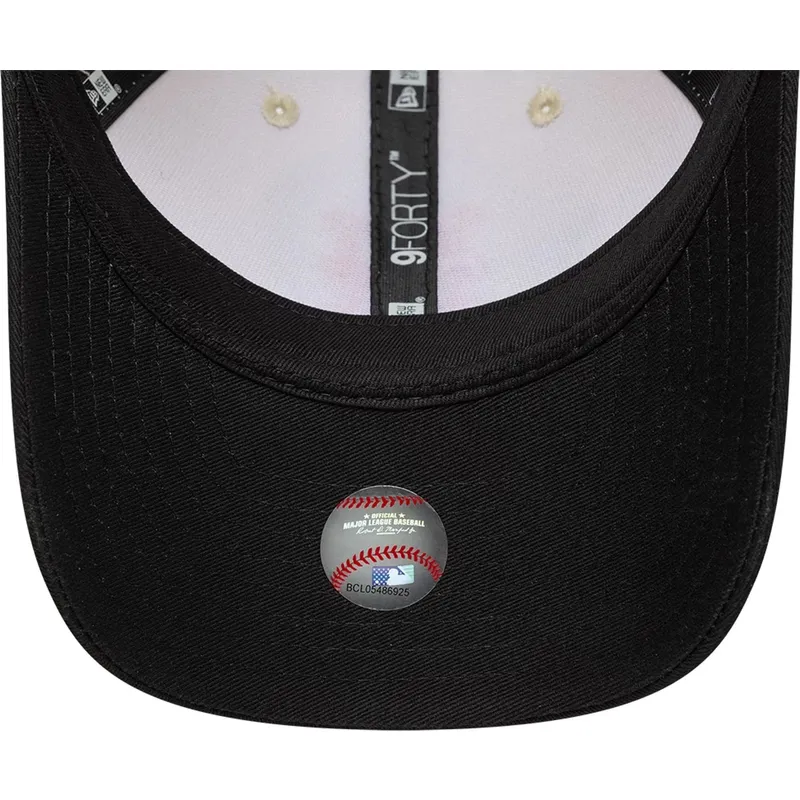 buet-beige-og-sort-snapback-kasket-9forty-m-crown-side-script-fra-new-york-mets-mlb-fra-new-era