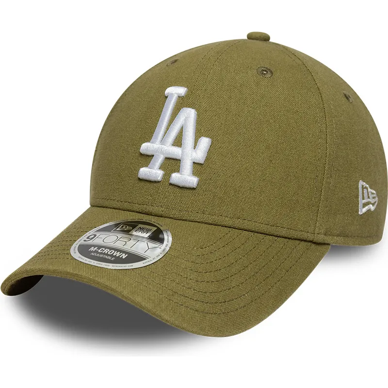casquette-courbee-verte-snapback-9forty-m-crown-linen-los-angeles-dodgers-mlb-new-era