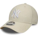 casquette-courbee-beige-snapback-9forty-m-crown-linen-new-york-yankees-mlb-new-era