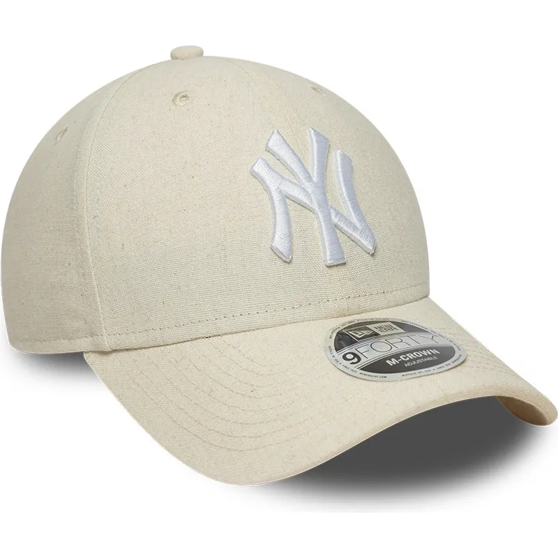 new-era-izvita-kozirka-9forty-m-crown-linen-new-york-yankees-mlb-bezhova-shapka-s-reguliruema-zakopchalka