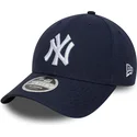 marineblaue-gebogene-snapback-kappe-9forty-m-crown-linen-der-new-york-yankees-mlb-von-new-era