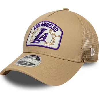 Шапка извита тракер бежов снапбек 9FORTY M-Crown A Frame на Los Angeles Lakers NBA от New Era