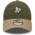 grune-und-braune-verstellbare-curved-cap-9twenty-mini-washed-contrast-der-oakland-athletics-mlb-von-new-era