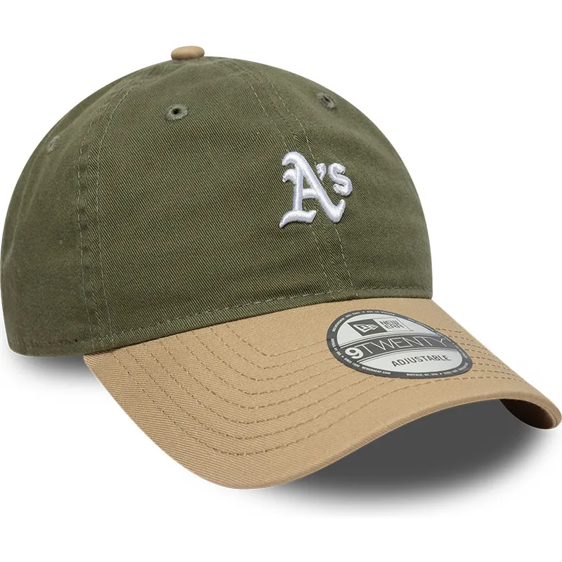 new-era-izvita-kozirka-9twenty-mini-washed-contrast-oakland-athletics-mlb-zelena-i-kafyava-reguliruema-shapka