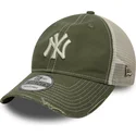 casquette-trucker-verte-ajustable-9twenty-cotton-canv-new-york-yankees-mlb-new-era