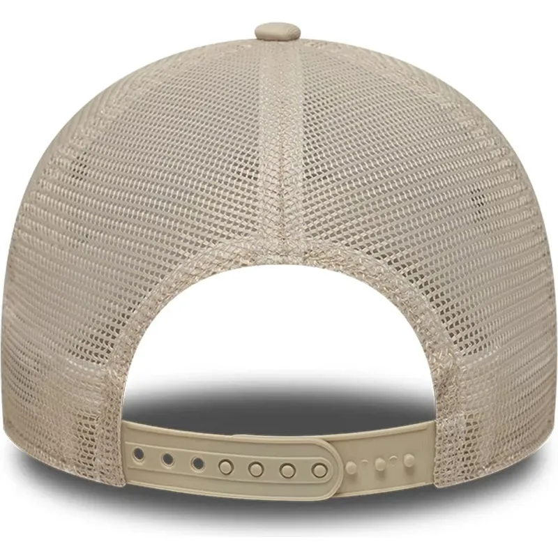 casquette-trucker-beige-et-blanche-avec-logo-beige-a-frame-league-essential-los-angeles-dodgers-mlb-new-era