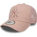 trucker-cap-rosa-mit-rosa-logo-a-frame-outline-von-new-york-yankees-mlb-von-new-era