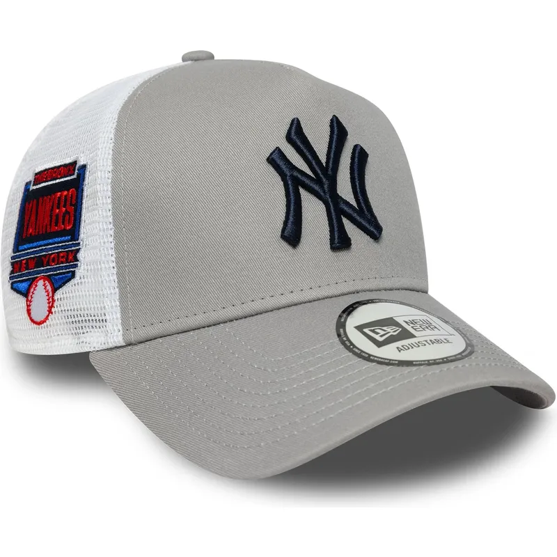 trucker-cap-grau-a-frame-side-patch-von-new-york-yankees-mlb-von-new-era