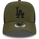 casquette-trucker-verte-avec-logo-noir-a-frame-sport-los-angeles-dodgers-mlb-new-era