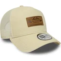 casquette-trucker-beige-a-frame-denim-leather-patch-new-era