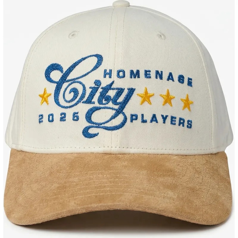 homenage-curved-brim-suede-players-sport-the-ball-khaki-and-brown-snapback-cap