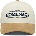 beige-und-braune-gebogene-snapback-kappe-suede-liberty-sport-the-retro-von-homenage