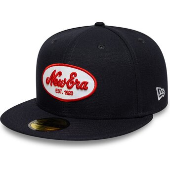 Marineblaue angepasste Flatcap 59FIFTY Oval Patch von New Era