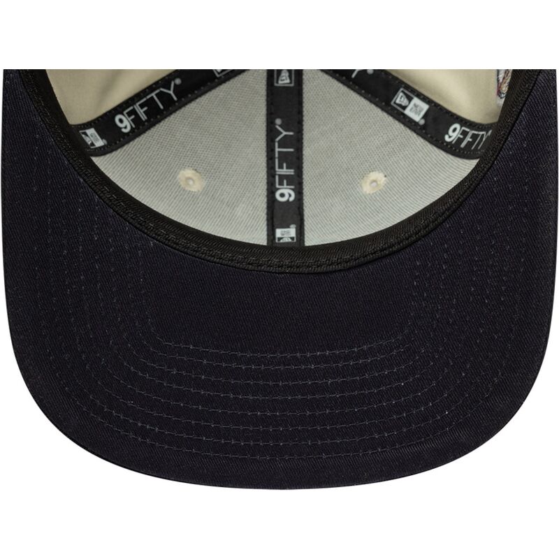 casquette-plate-beige-snapback-avec-logo-bleu-marine-9fifty-original-fit-world-series-new-york-yankees-mlb-new-era