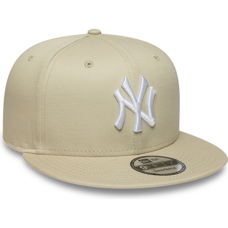 new-era-ploska-kozirka-byalo-logo-9fifty-league-essential-new-york-yankees-mlb-bezhova-shapka-s-tik-tak-zakopchavane