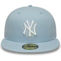 hellblaue-eng-anliegende-flat-cap-59fifty-league-essential-der-new-york-yankees-mlb-von-new-era