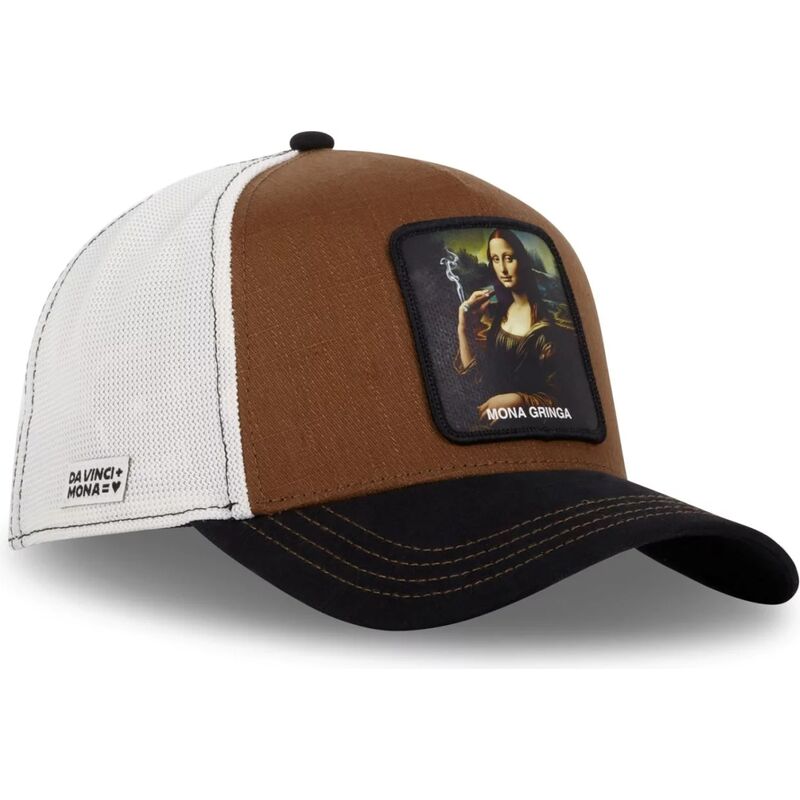 casquette-trucker-marron-mona-lisa-art-mona-mona-gringa-famous-capslab