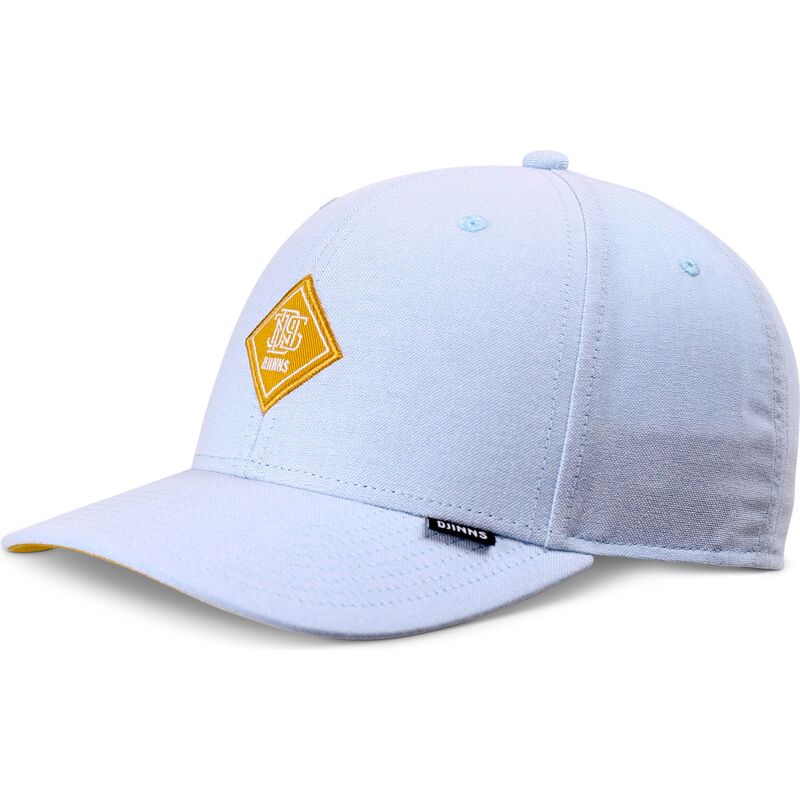 blaue-gebogene-verstellbare-kappe-mit-gelbem-truefit-oxfordcontra-logo-von-djinns