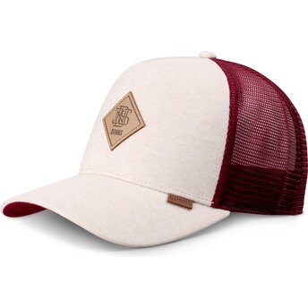 Beige und rote Trucker-Kappe HFT ColourMelange von Djinns