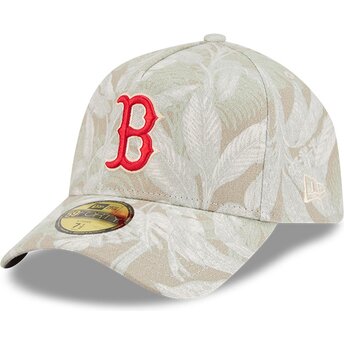 New Era Извита Периферия 59FORTY A Frame Leafy Palm Boston Red Sox MLB Бежова Прилепнала Шапка