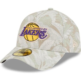 New Era Извита Периферия 59FORTY A Frame Leafy Palm Los Angeles Lakers NBA Бежова Прилепнала Шапка