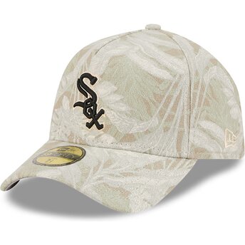 New Era Извита Периферия 59FORTY A Frame Leafy Palm Chicago White Sox MLB Бежова Прилепнала Шапка