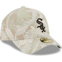 beige-gebogene-verstellbare-59forty-a-frame-leafy-palm-kappe-der-chicago-white-sox-mlb-von-new-era