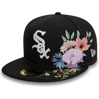 Шапка плоска черна регулируема 59FIFTY Floral на Chicago White Sox MLB от New Era