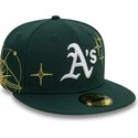 grune-enganliegende-59fifty-zodiac-flat-cap-der-oakland-athletics-mlb-von-new-era