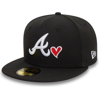 Шапка плоска черна регулируема 59FIFTY Heart Icon на Atlanta Braves MLB от New Era