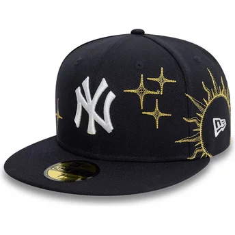 Marineblaue, anliegende 59FIFTY Zodiac Flat Cap der New York Yankees MLB von New Era