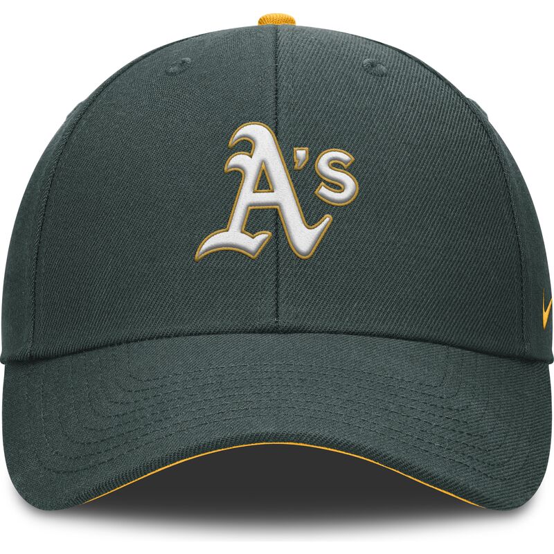 shapka-izvita-zelena-reguliruem-za-deca-dri-fit-club-structured-na-oakland-athletics-mlb-ot-nike