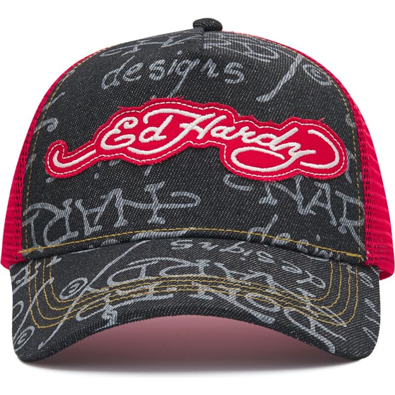 shapka-izvita-traker-cherna-snapbek-don-denim-ot-ed-hardy