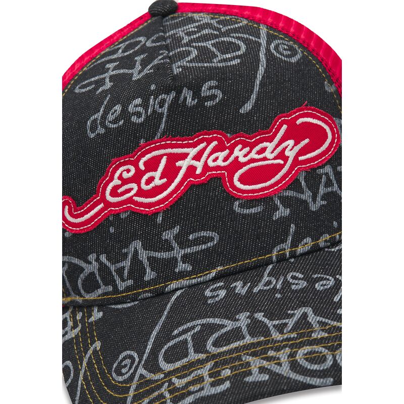 shapka-izvita-traker-cherna-snapbek-don-denim-ot-ed-hardy