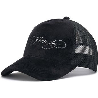 Шапка извита тракер черна снапбек Core Silver Diamante Velour от Ed Hardy