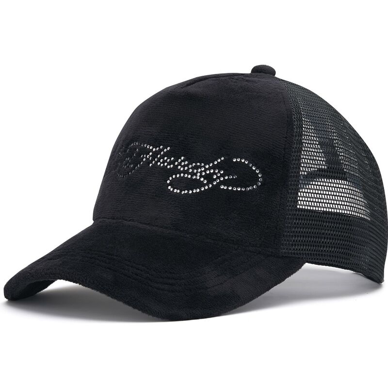 shapka-izvita-traker-cherna-snapbek-core-silver-diamante-velour-ot-ed-hardy