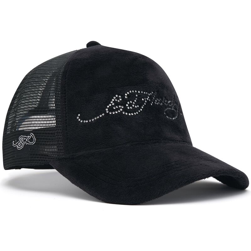 shapka-izvita-traker-cherna-snapbek-core-silver-diamante-velour-ot-ed-hardy