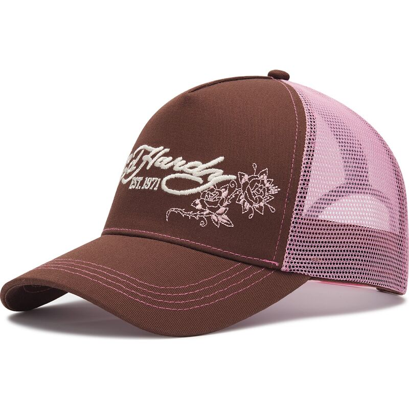 shapka-izvita-traker-kafyav-snapbek-rosa-skull-and-roses-ot-ed-hardy